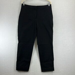 Ann Taylor Ankle Pants Sz 8 Black Curvy Fit Cotton/Spandex Pockets Cuffs EUC